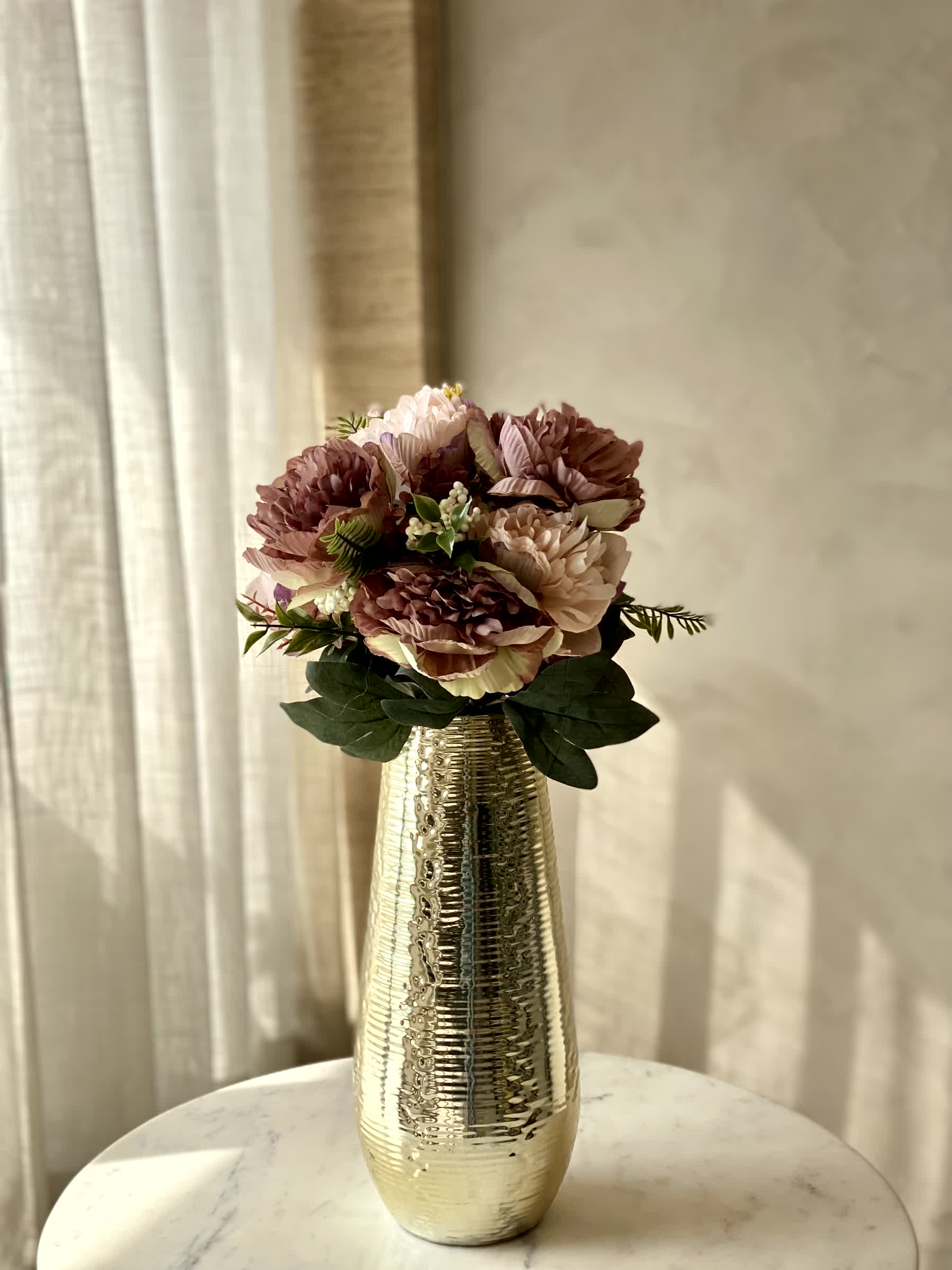 Artificial Peony Flower Bunch - Deep Pink