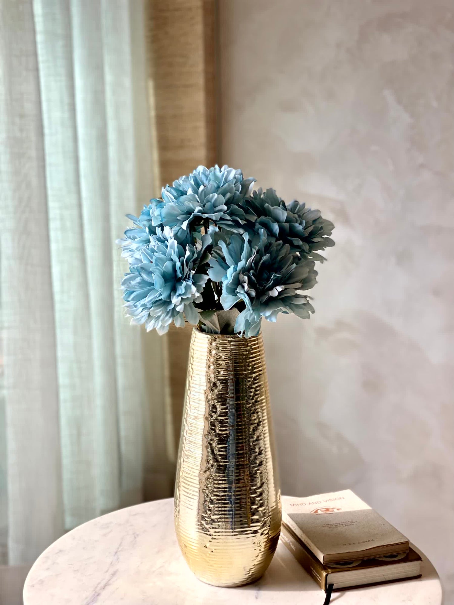 Artificial Chrysanthemum Flower Bunch - Blue