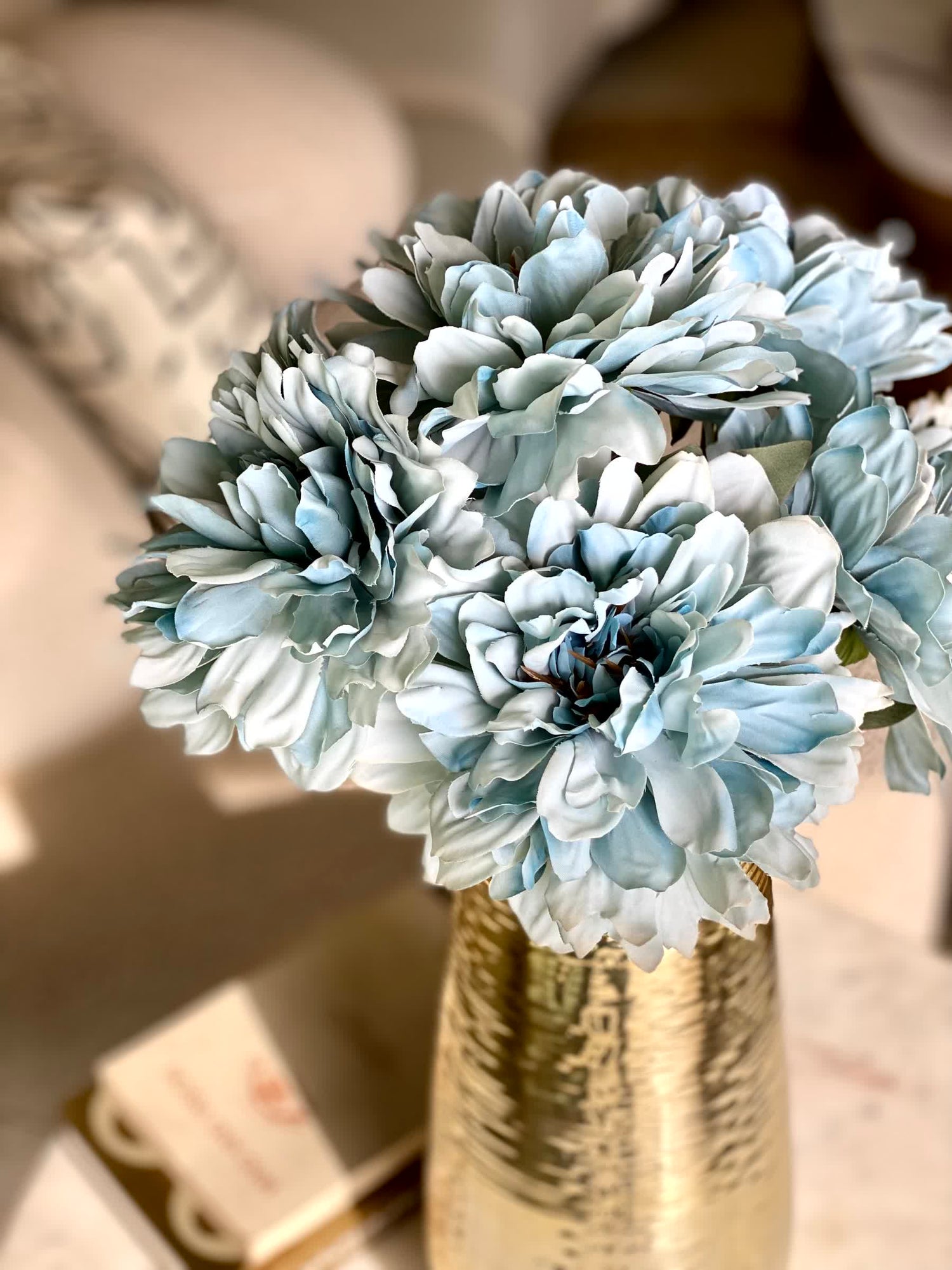 Artificial Chrysanthemum Flower Bunch - Blue