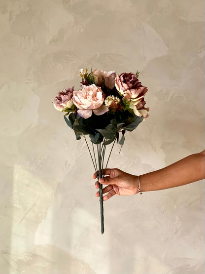 Artificial Peony Flower Bunch - Deep Pink