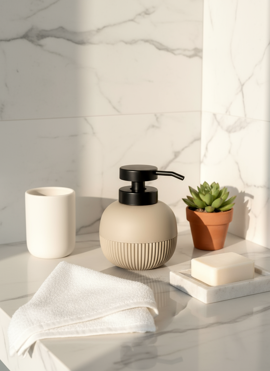 Chaton Round Bathroom Dispenser - Brown