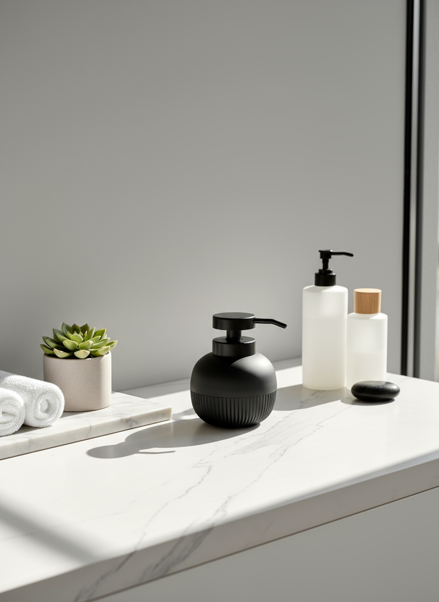 Chaton Round Bathroom Dispenser - Black