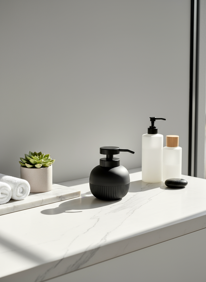 Chaton Round Bathroom Dispenser - Black