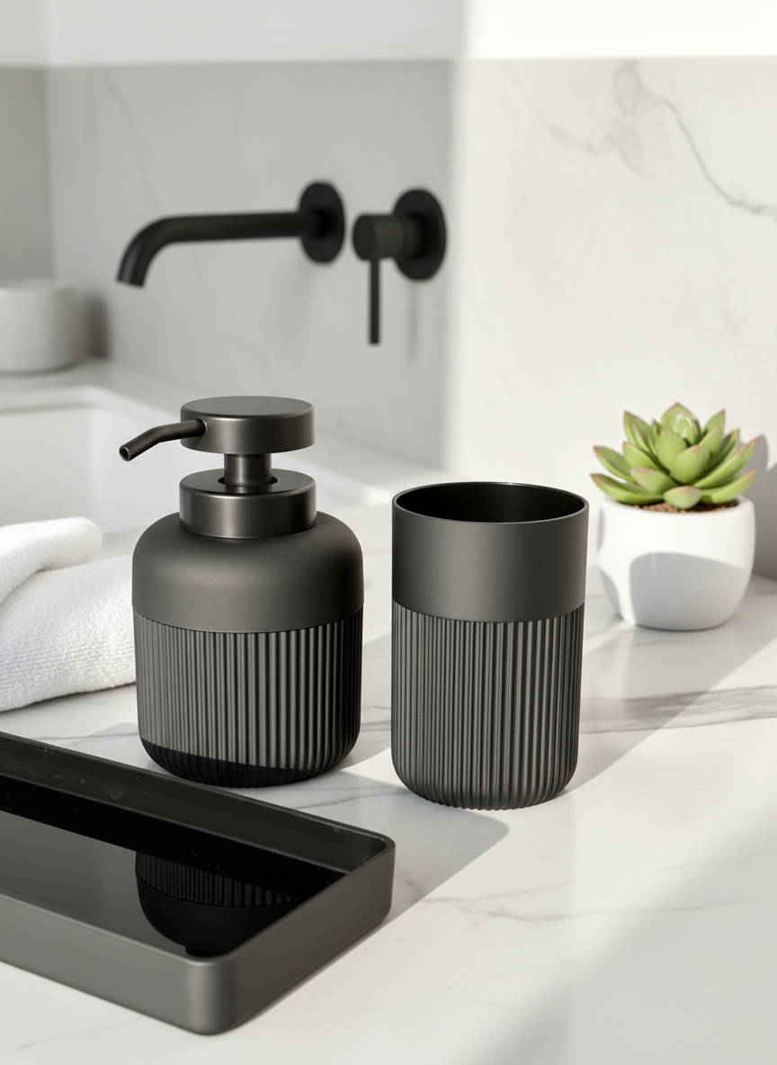 Chaton Bathroom Set- Black (Set of 3)