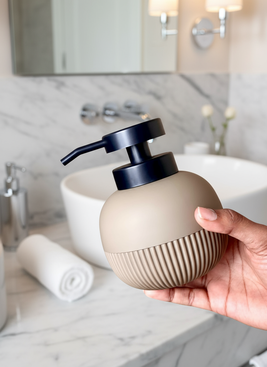 Chaton Round Bathroom Dispenser - Brown