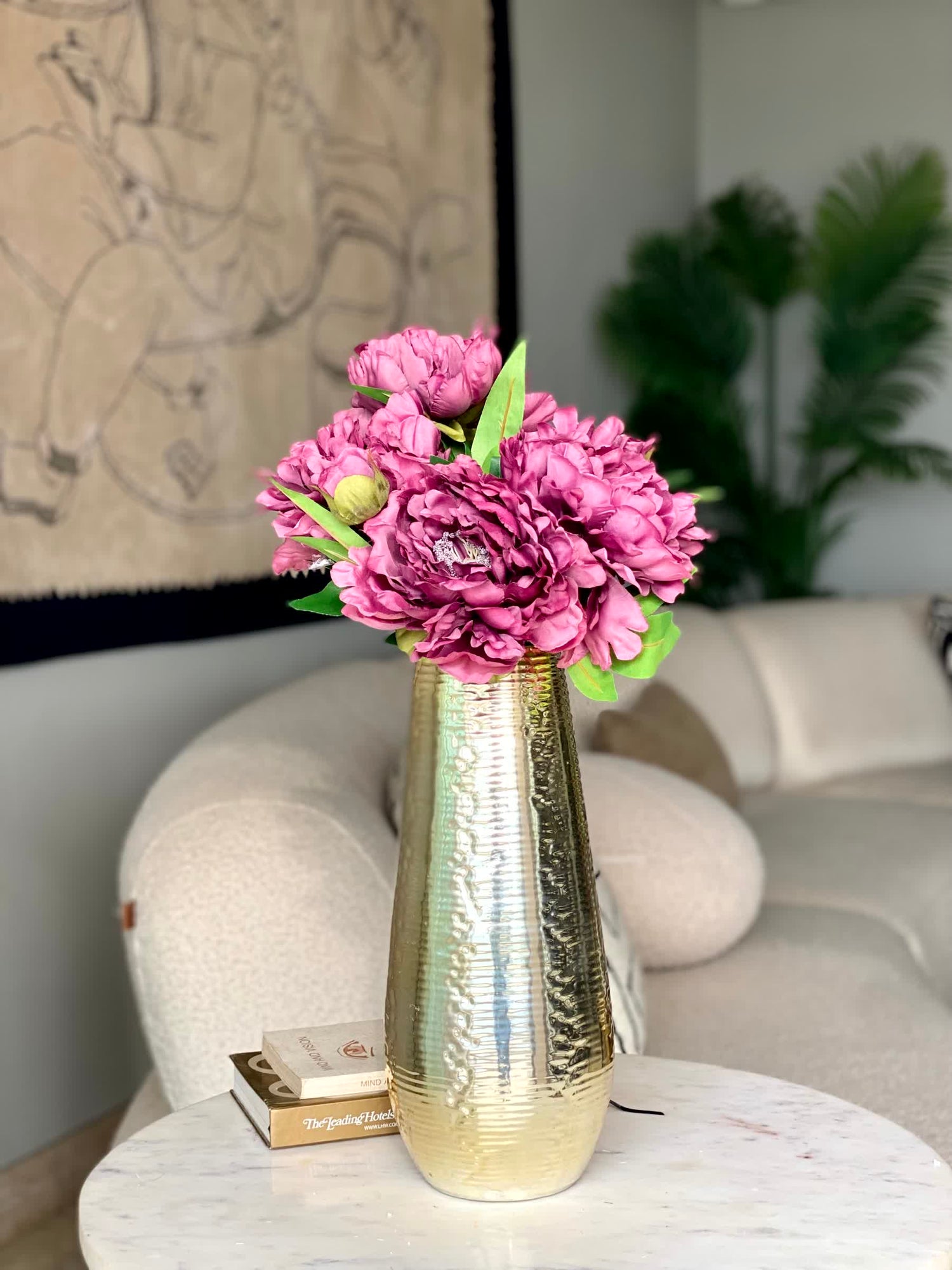 Artificial Dahila Flower Bunch - Burgundy