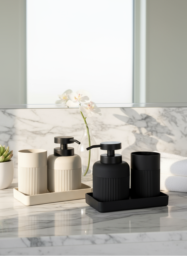 Chaton Bathroom Set- Beige (Set of 3)