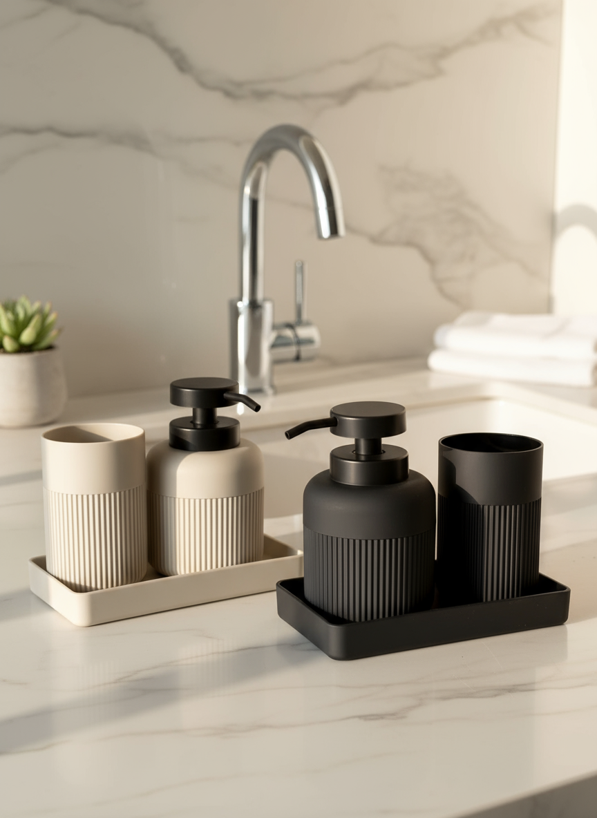 Chaton Bathroom Set- Black (Set of 3)