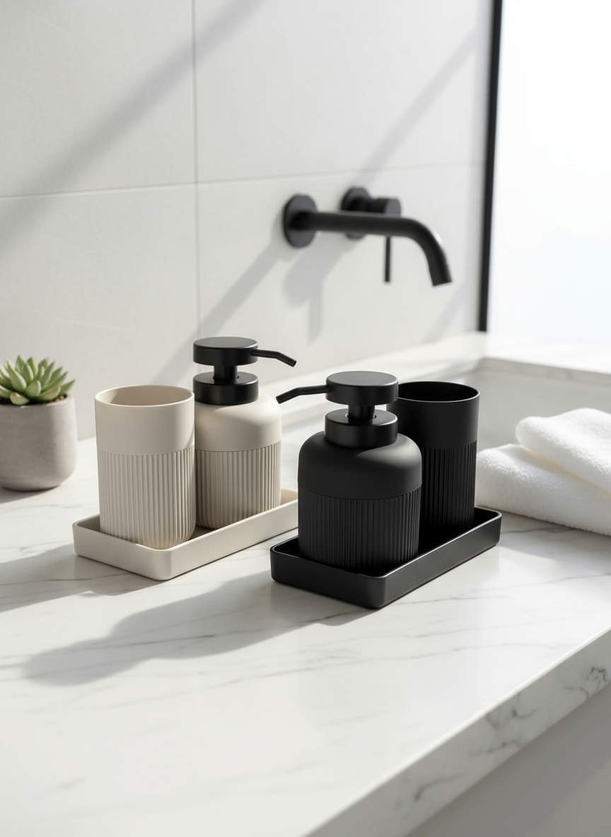 Chaton Bathroom Set- Beige (Set of 3)