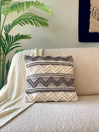 Knitted Cushion Cover - Grey