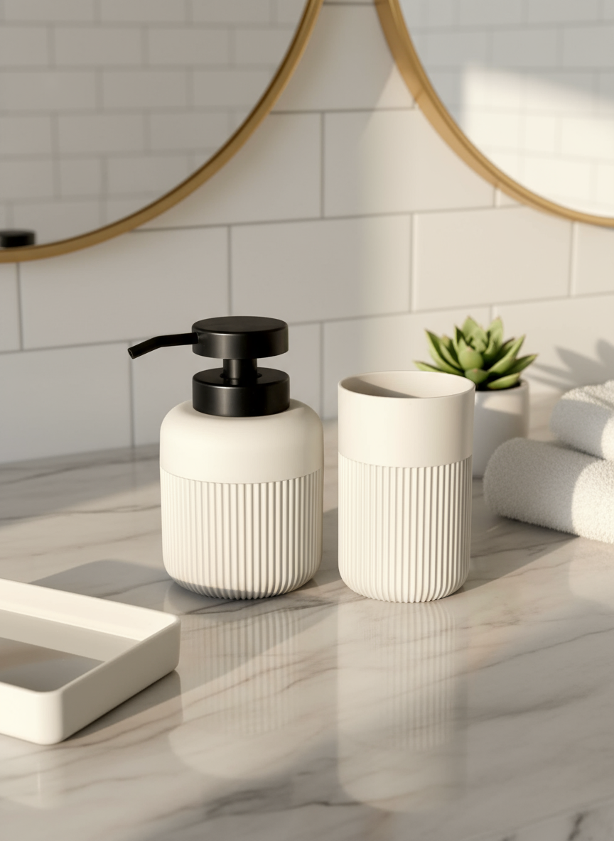 Chaton Bathroom Set- Beige (Set of 3)