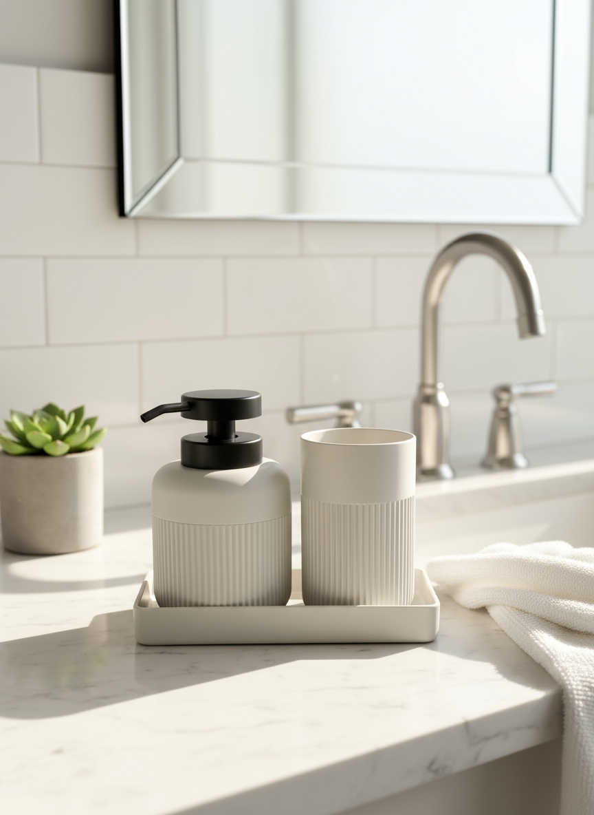 Chaton Bathroom Set- Beige (Set of 3)