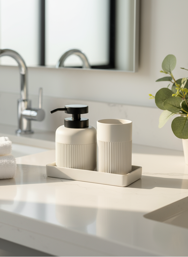 Chaton Bathroom Set- Beige (Set of 3)