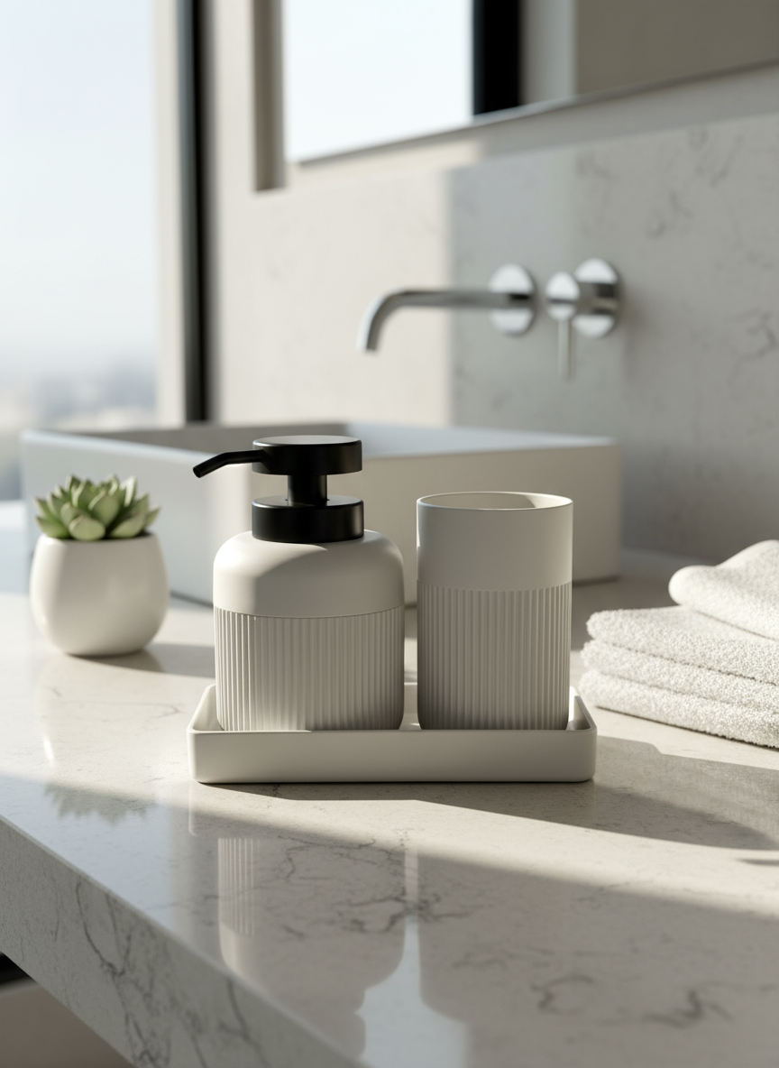 Chaton Bathroom Set- Beige (Set of 3)