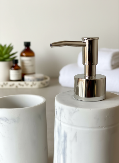 Opulent Marble Bath Set - White (Set of 2)