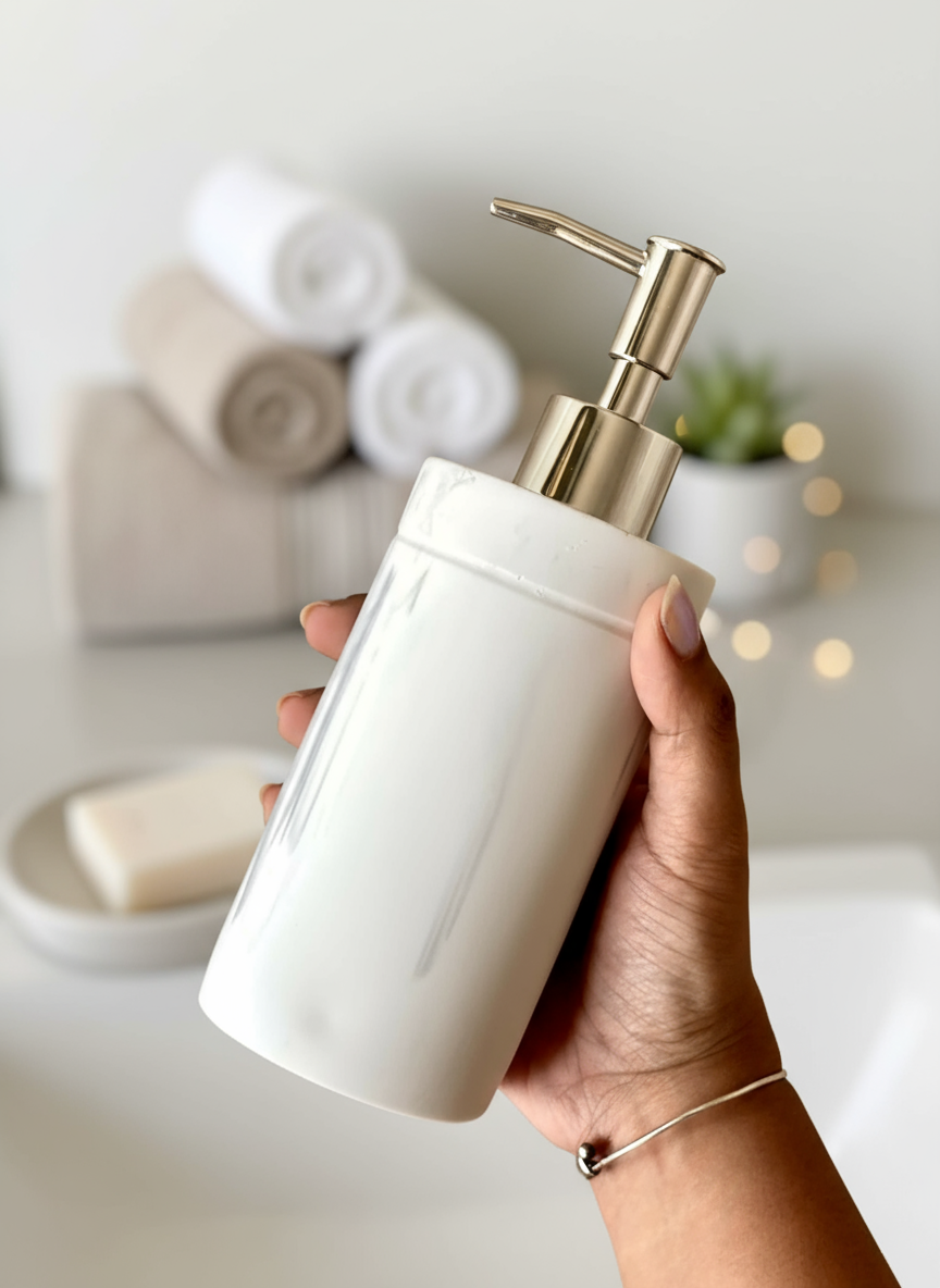 Opulent Marble Bath Set - White (Set of 2)