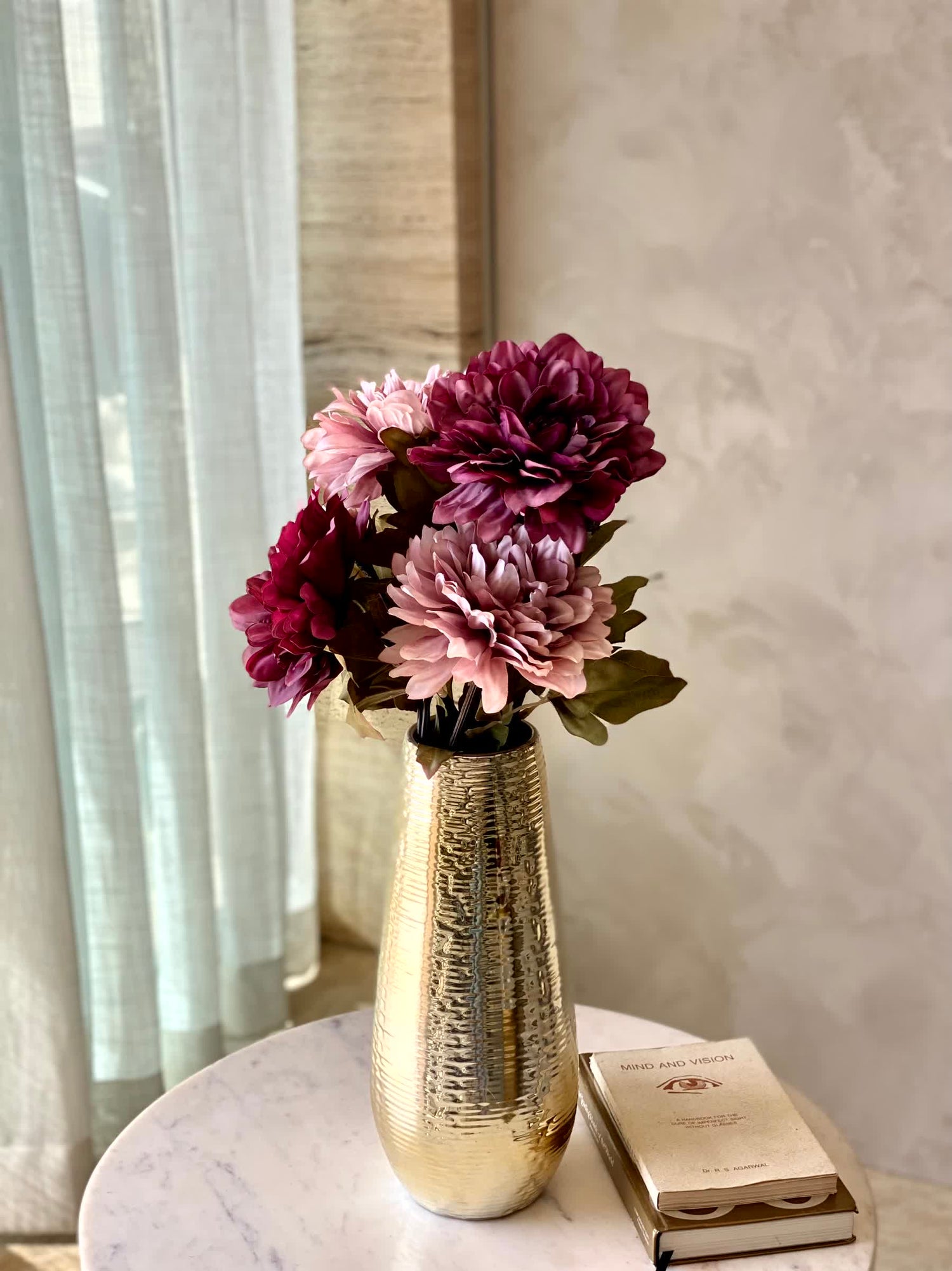 Artificial Zinnia Flower Stem - Set of 2