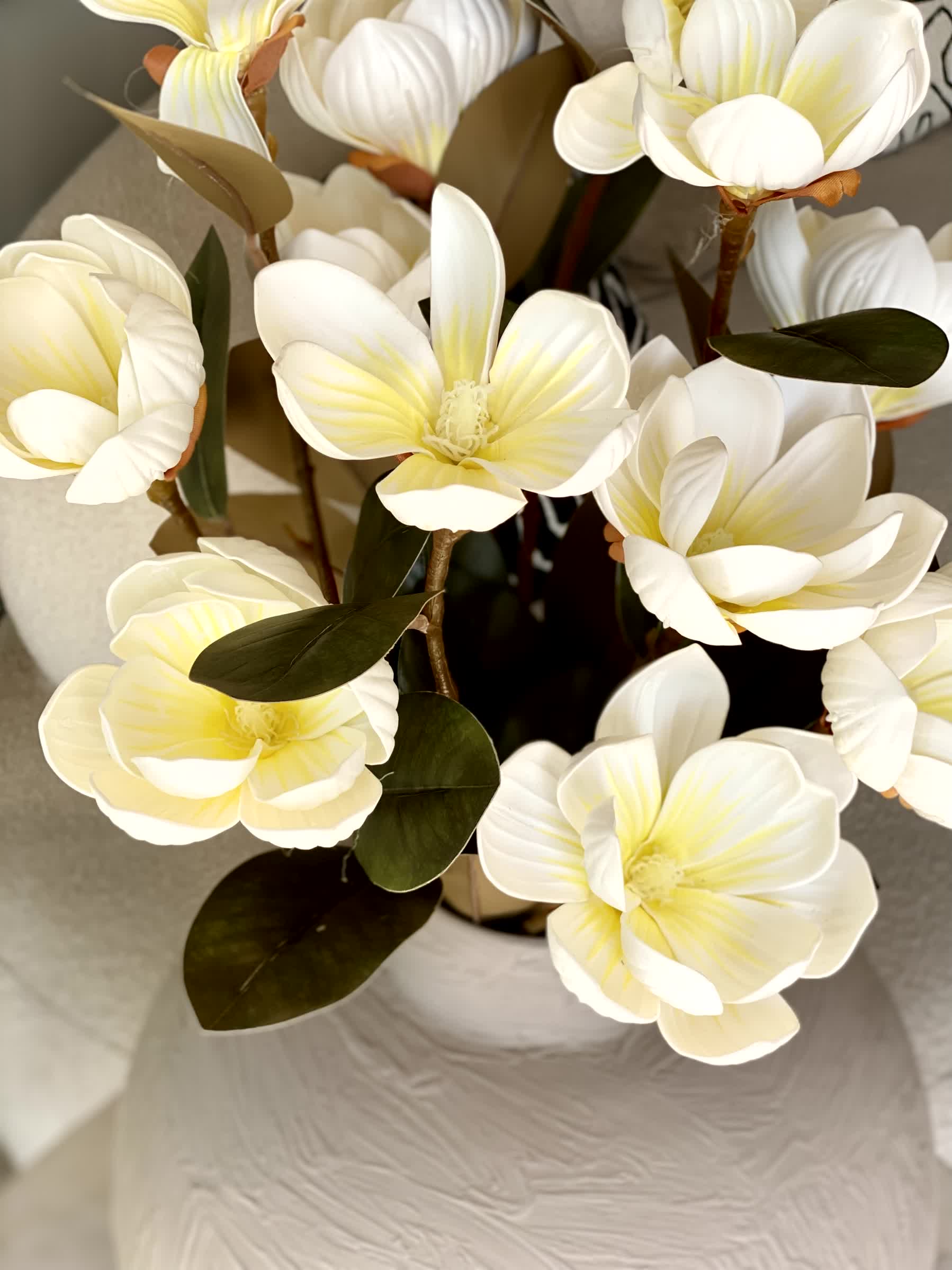 Artificial Yulan Magnolia Flower Stem - White (One Stem)