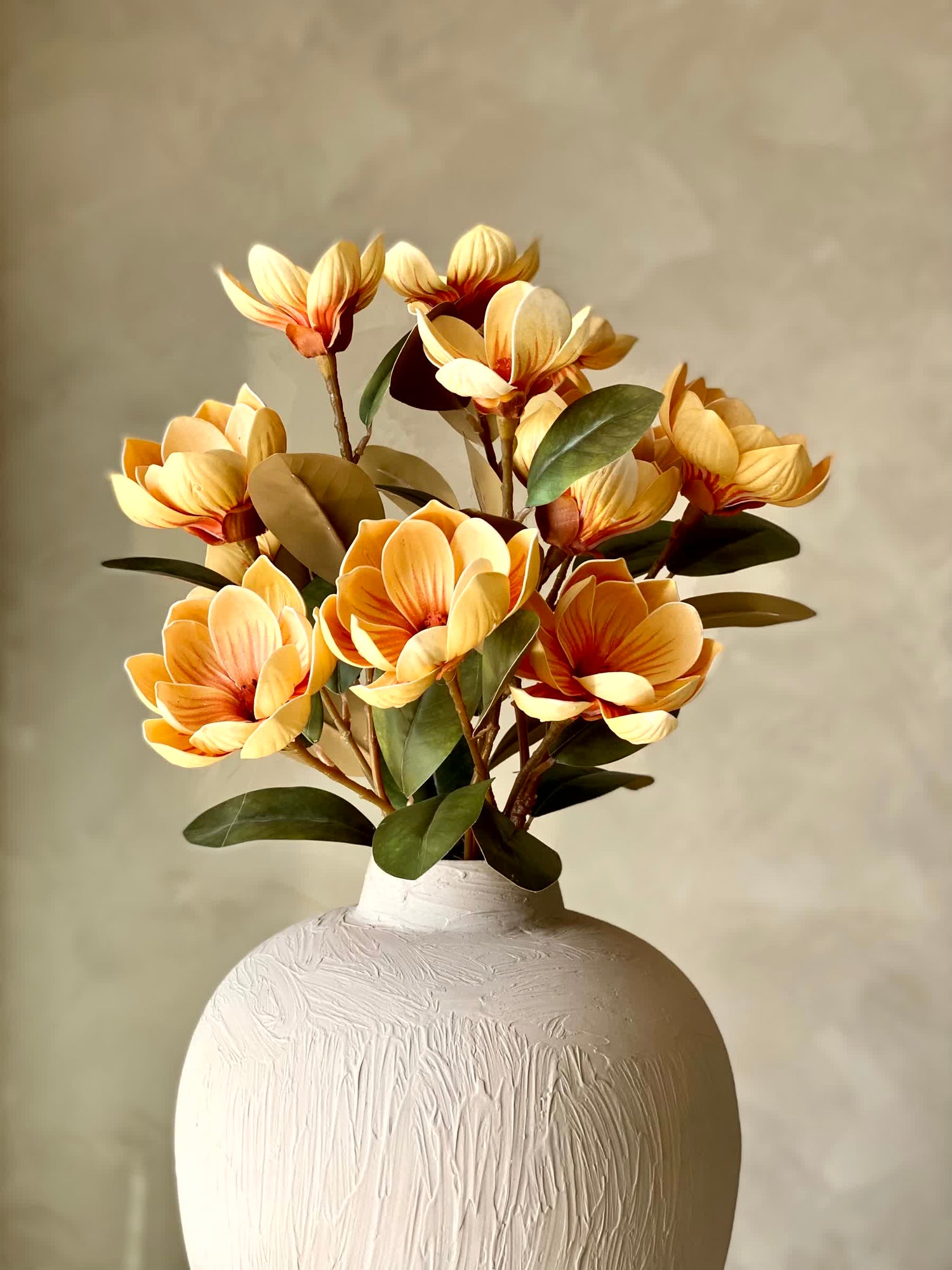 Artificial Yulan Magnolia Flower Stem - Yellow (One Stem)