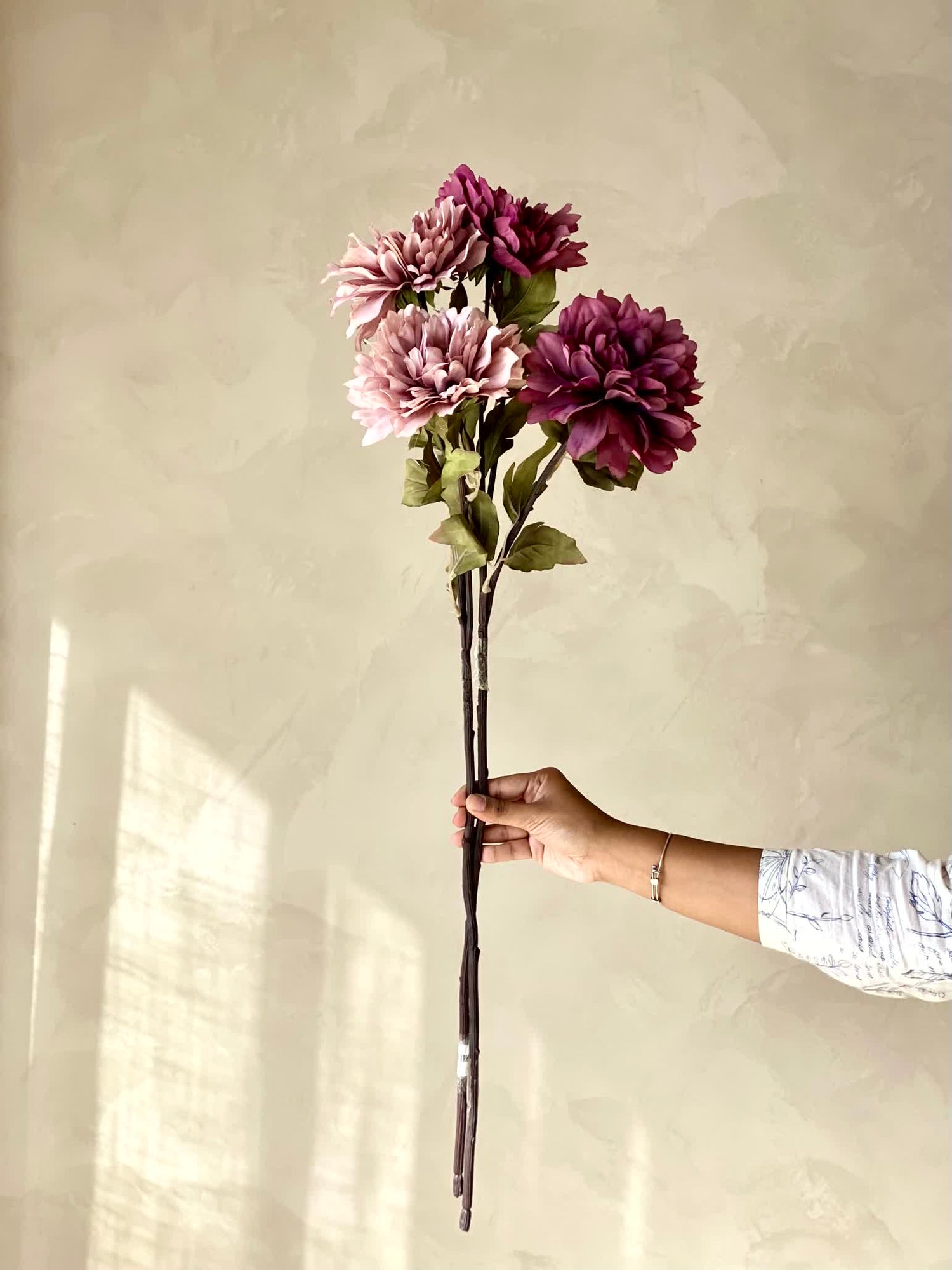 Artificial Zinnia Flower Stem - Set of 2