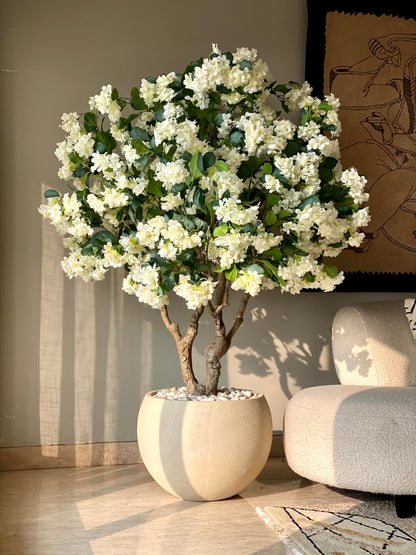 Artificial White Blossom Plant - 6 Feet