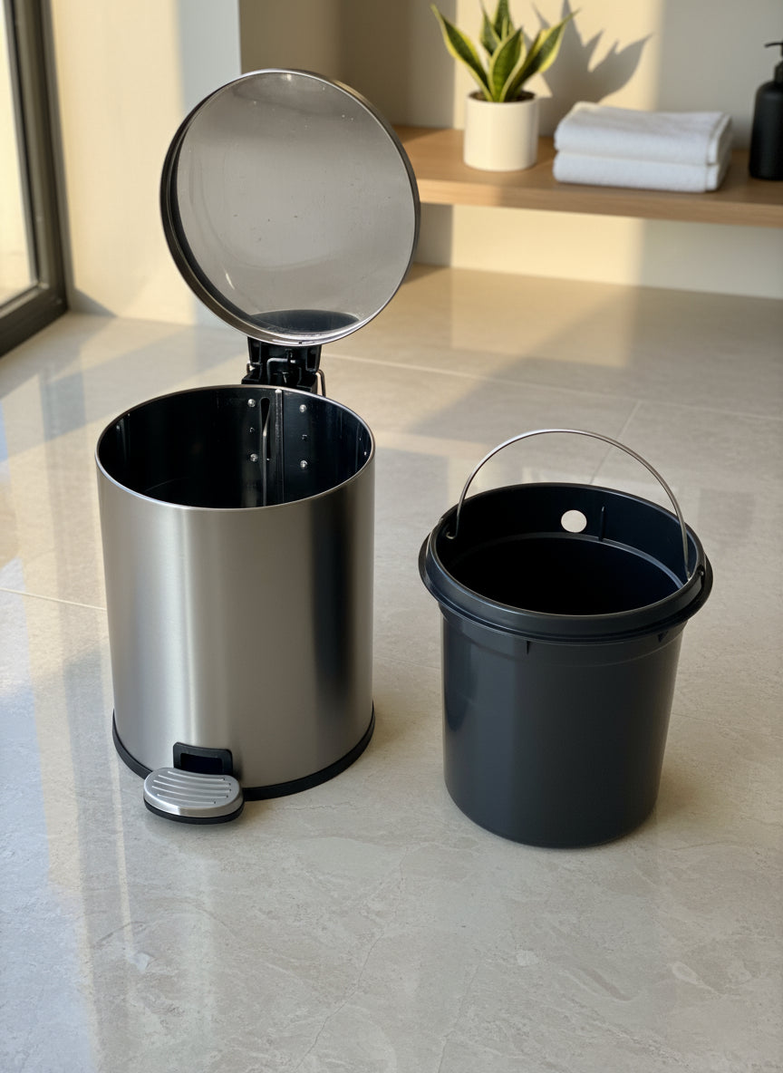 Helix Matte Steel Dustbin - 6L