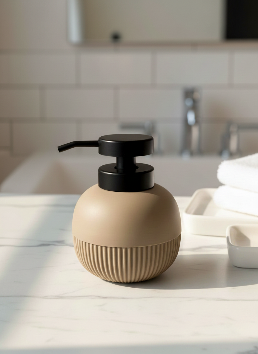 Chaton Round Bathroom Dispenser - Brown