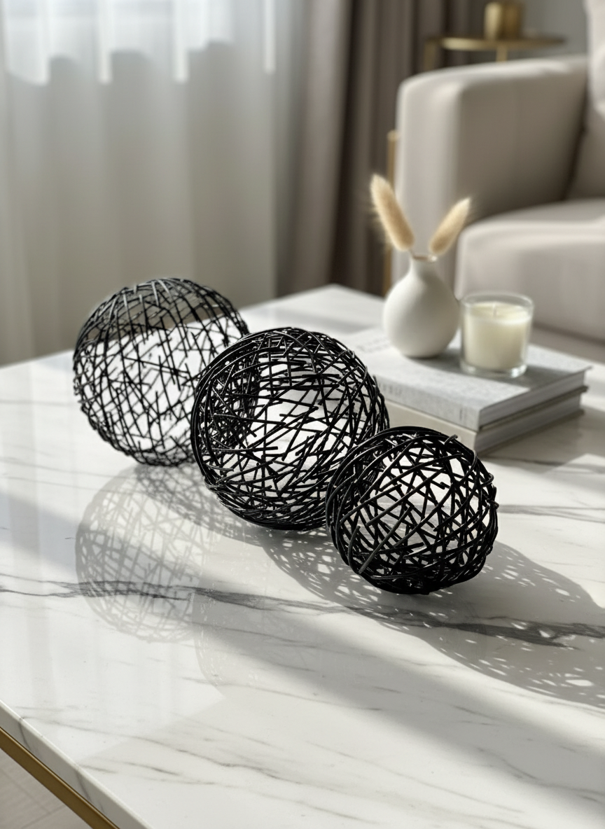 Sphere Set of 3  - Black