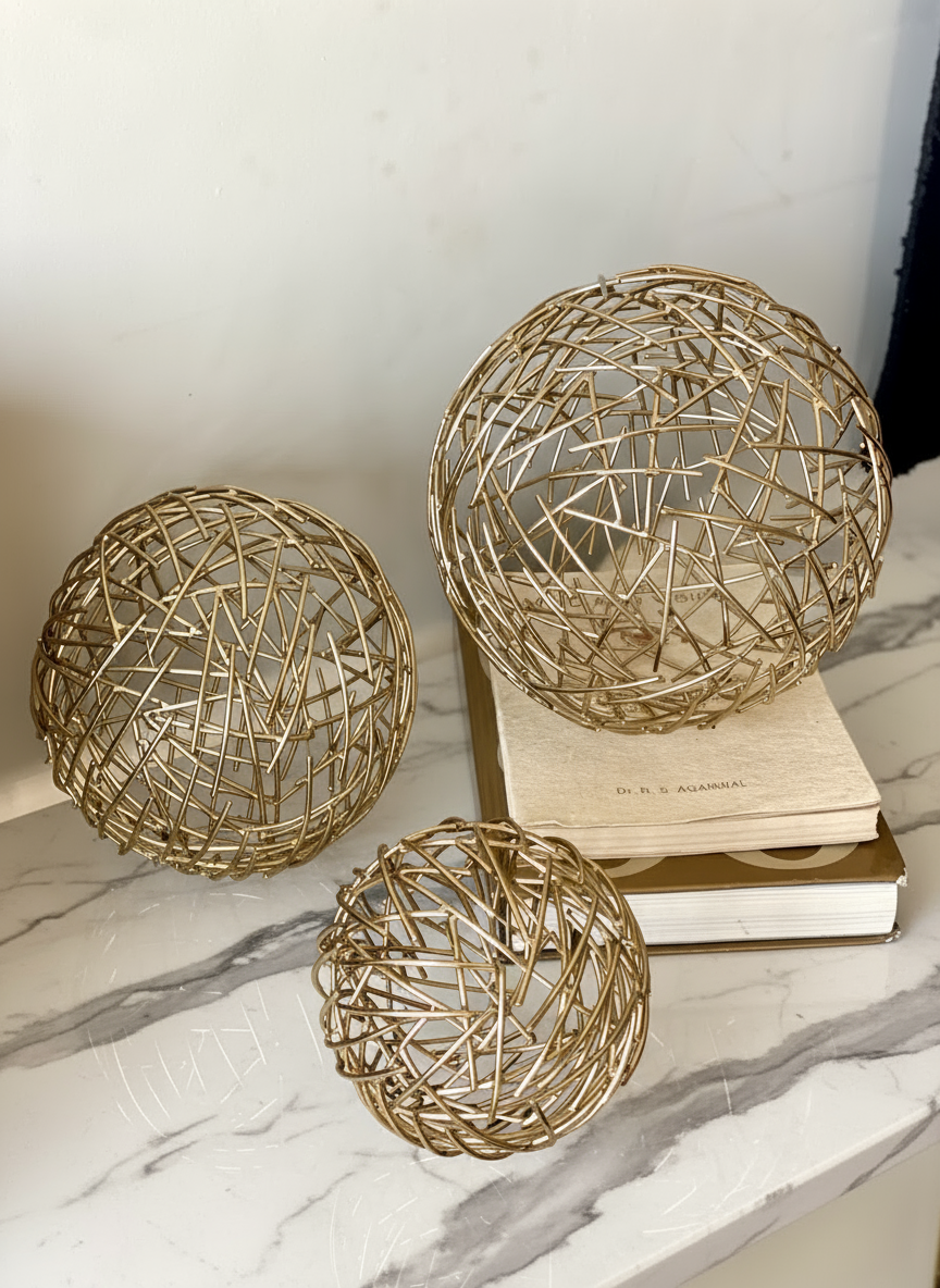 Sphere Set of 3  - Gold