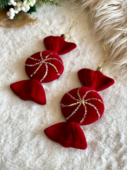 Christmas Crimson Candy Hanging - Set of 2