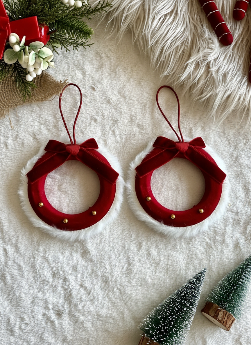 Christmas Jewel Wreath Hanging - Set of 2