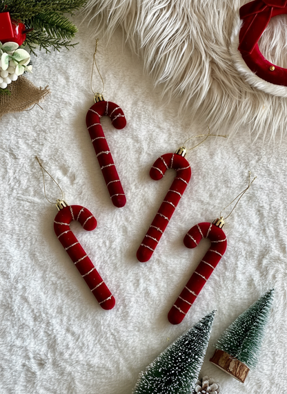 Christmas Candy Cane Hanging - Set of 4