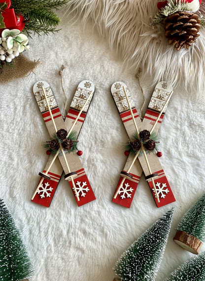 Christmas Ski Charm Hanging - Set of 2