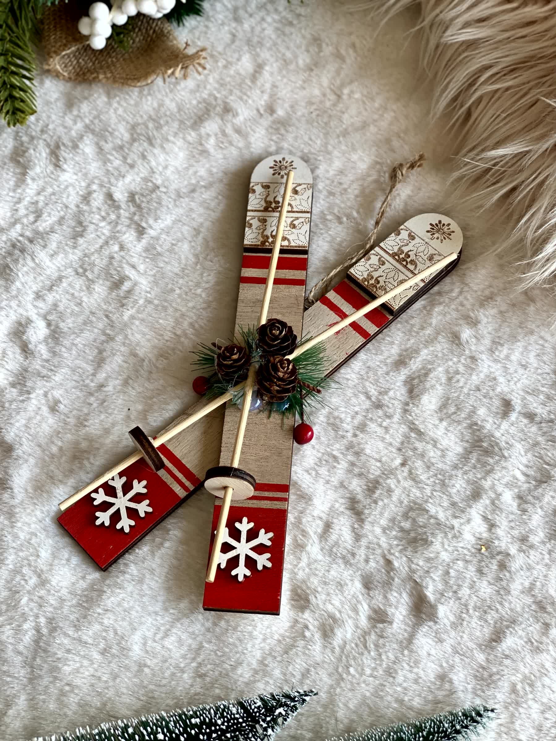 Christmas Ski Charm Hanging - Set of 2