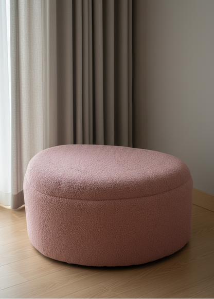 Pebble Boucle Pouffe with Storage Blush Pink - Large