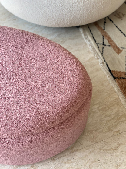 Pebble Boucle Pouffe with Storage Blush Pink - Large