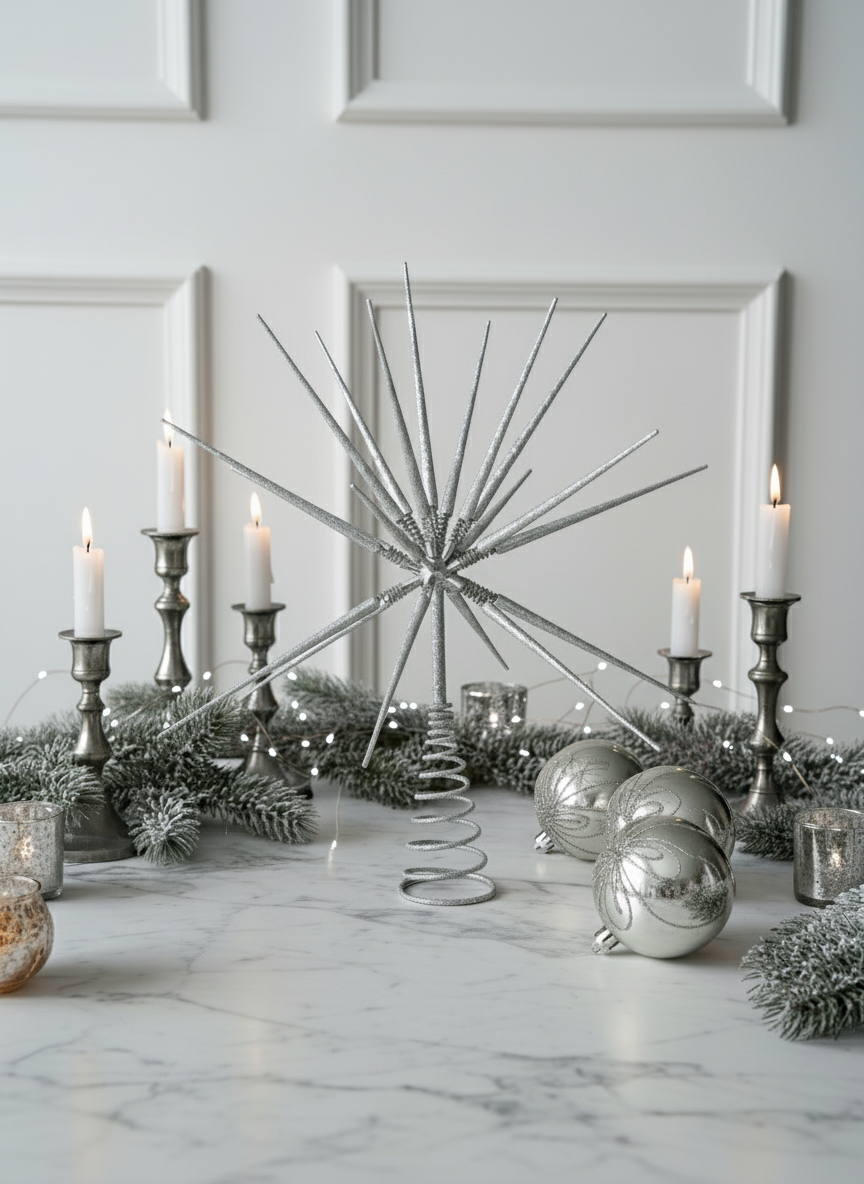 Christmas Tree Top Ornament - Silver