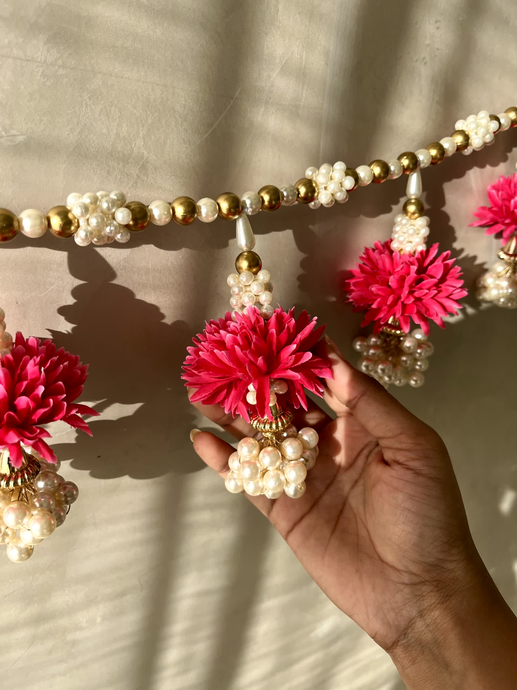 Festive Scarlet Pearl Bloom Toran