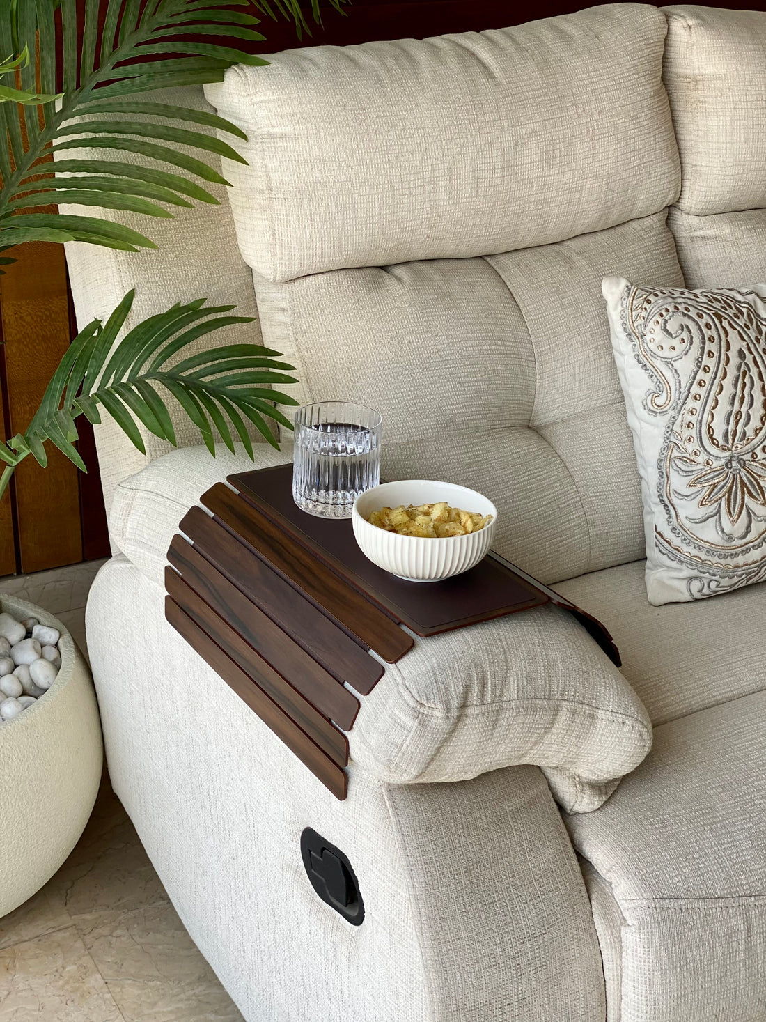 Elm Sofa Armrest Tray - Dark Brown