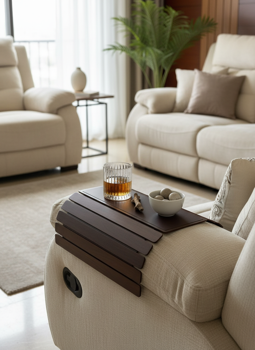 Elm Sofa Armrest Tray - Dark Brown