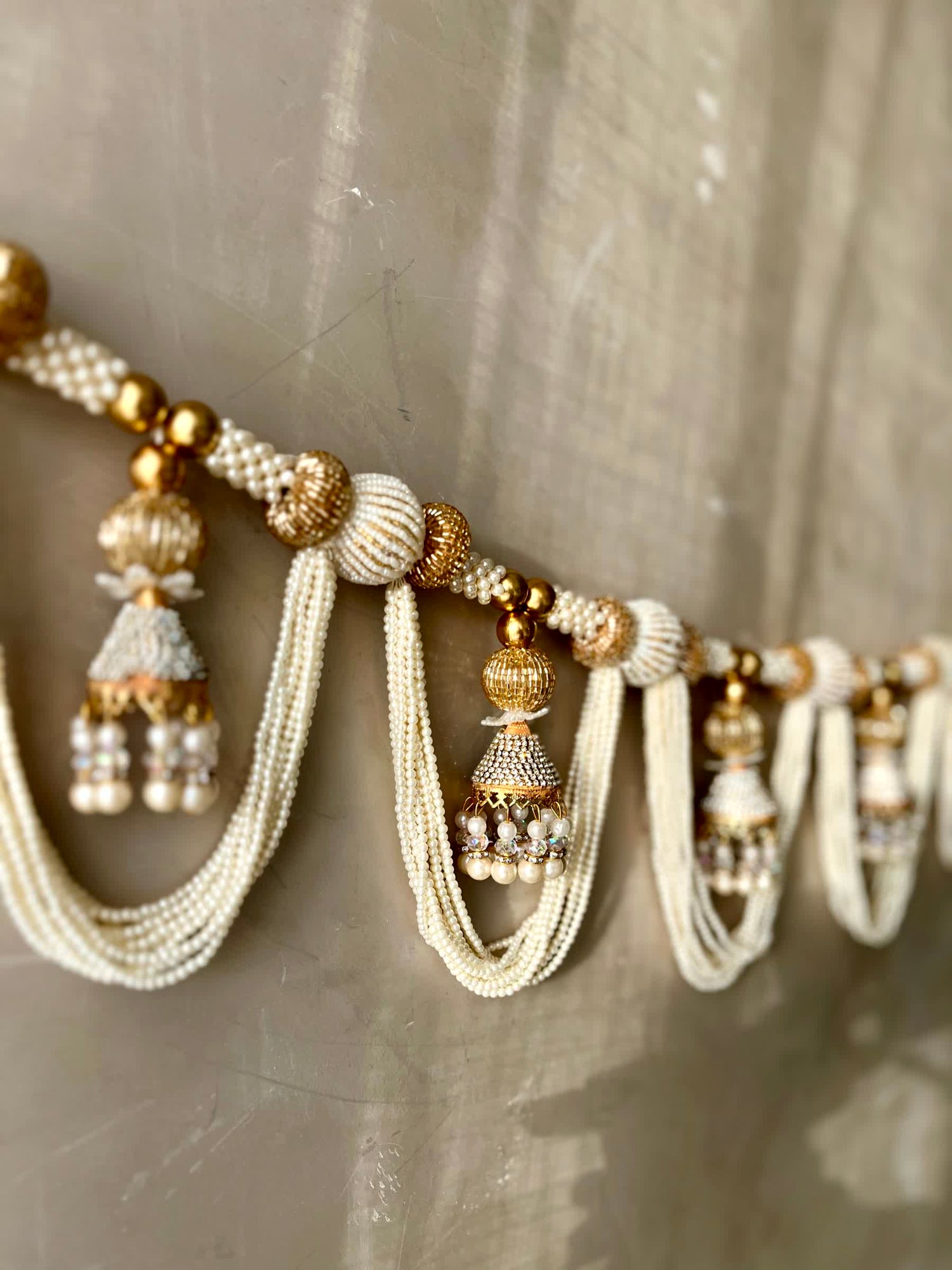White &amp; Gold Festive Mala Toran