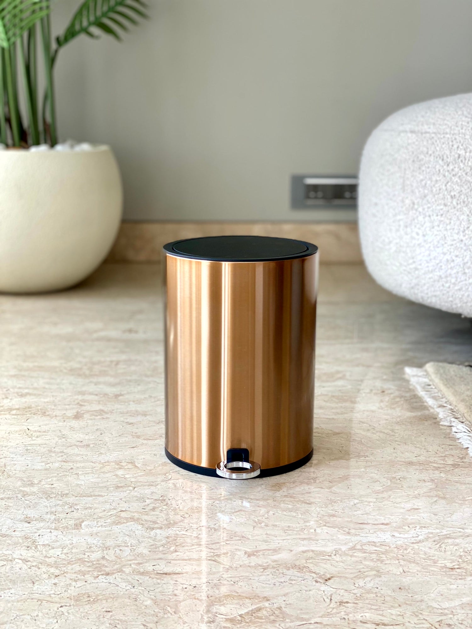 Trev Metallic Dustbin - Rosegold (3L)