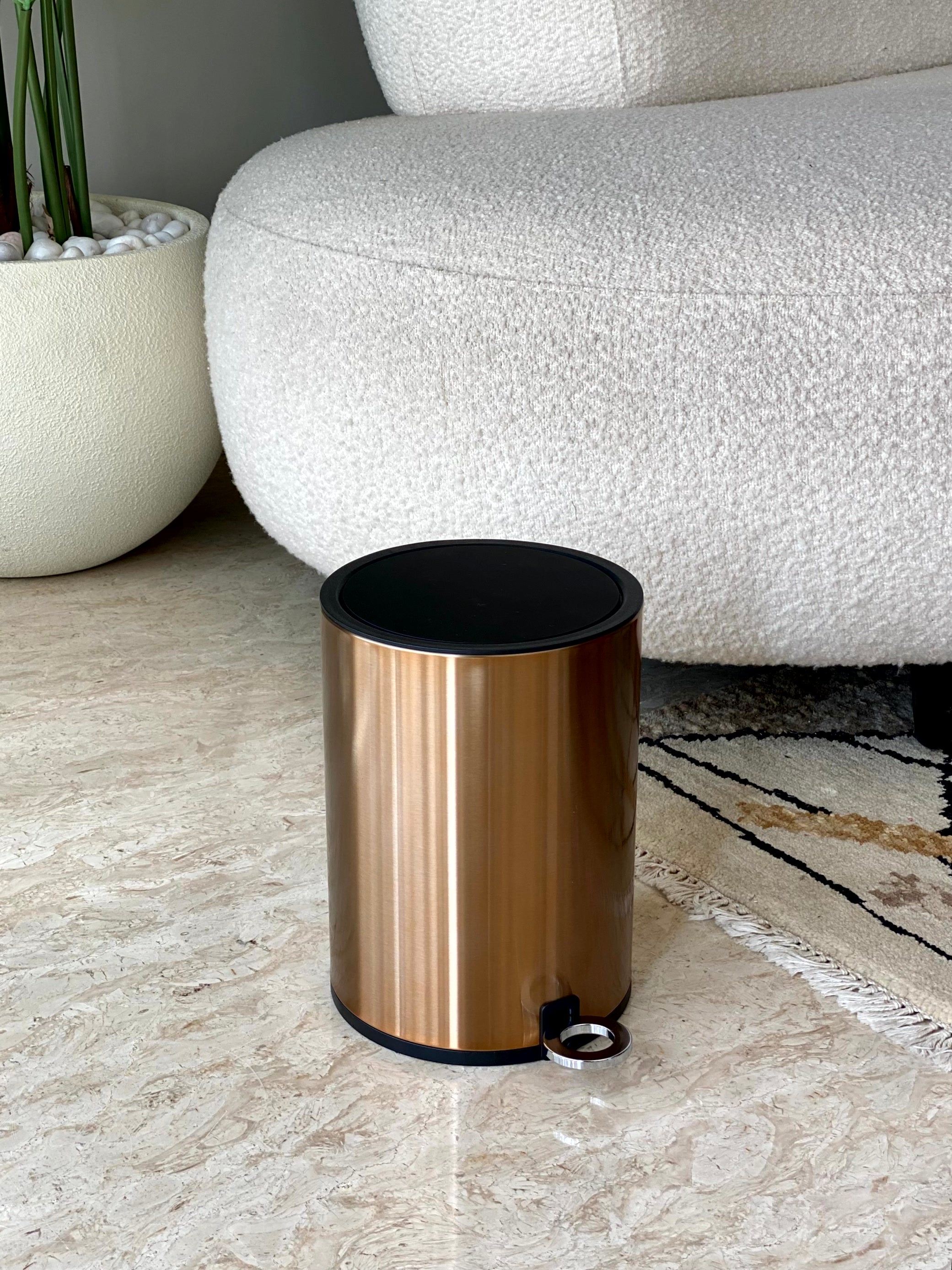 Trev Metallic Dustbin - Rosegold (3L)