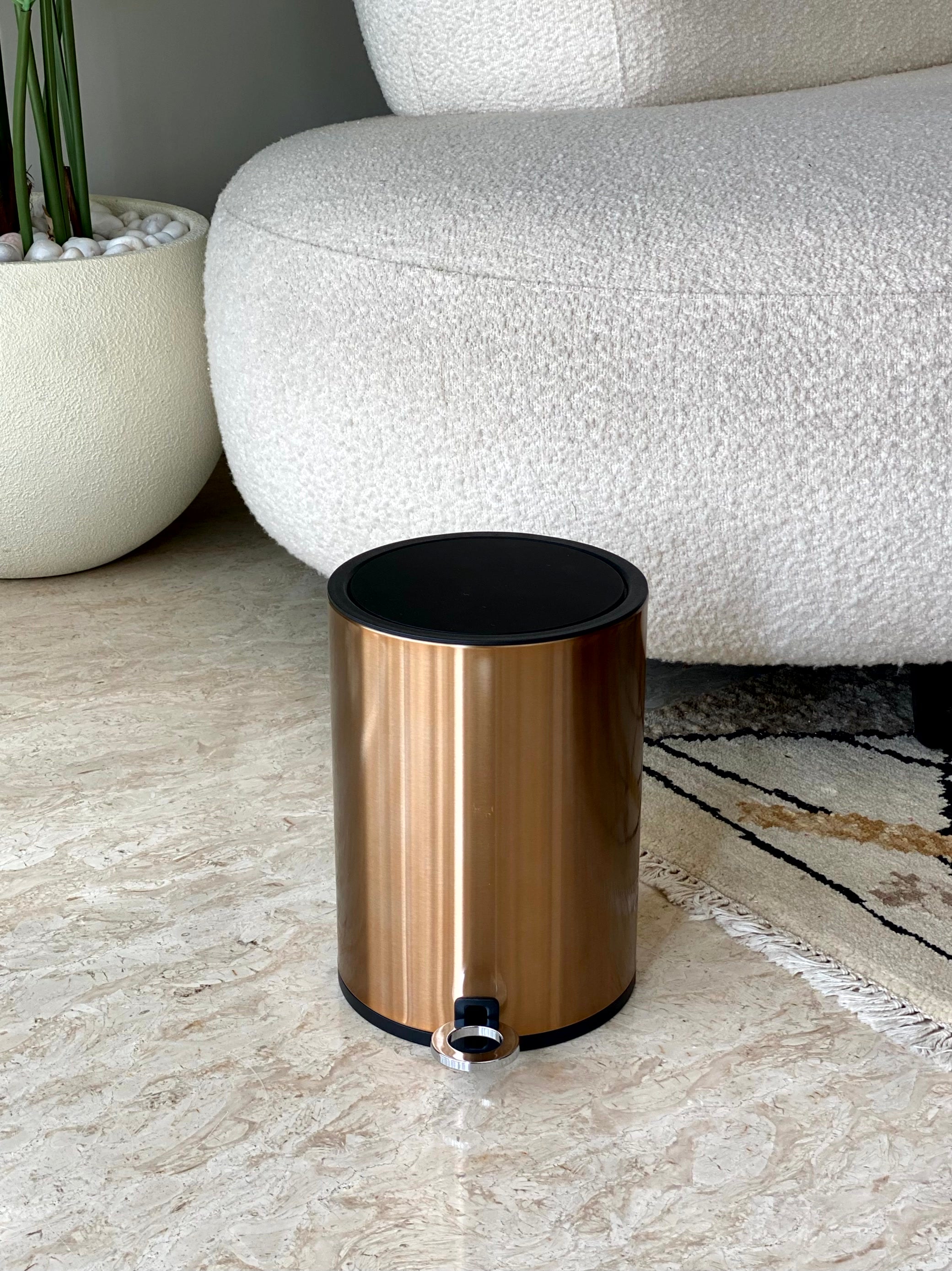 Trev Metallic Dustbin - Rosegold (3L)