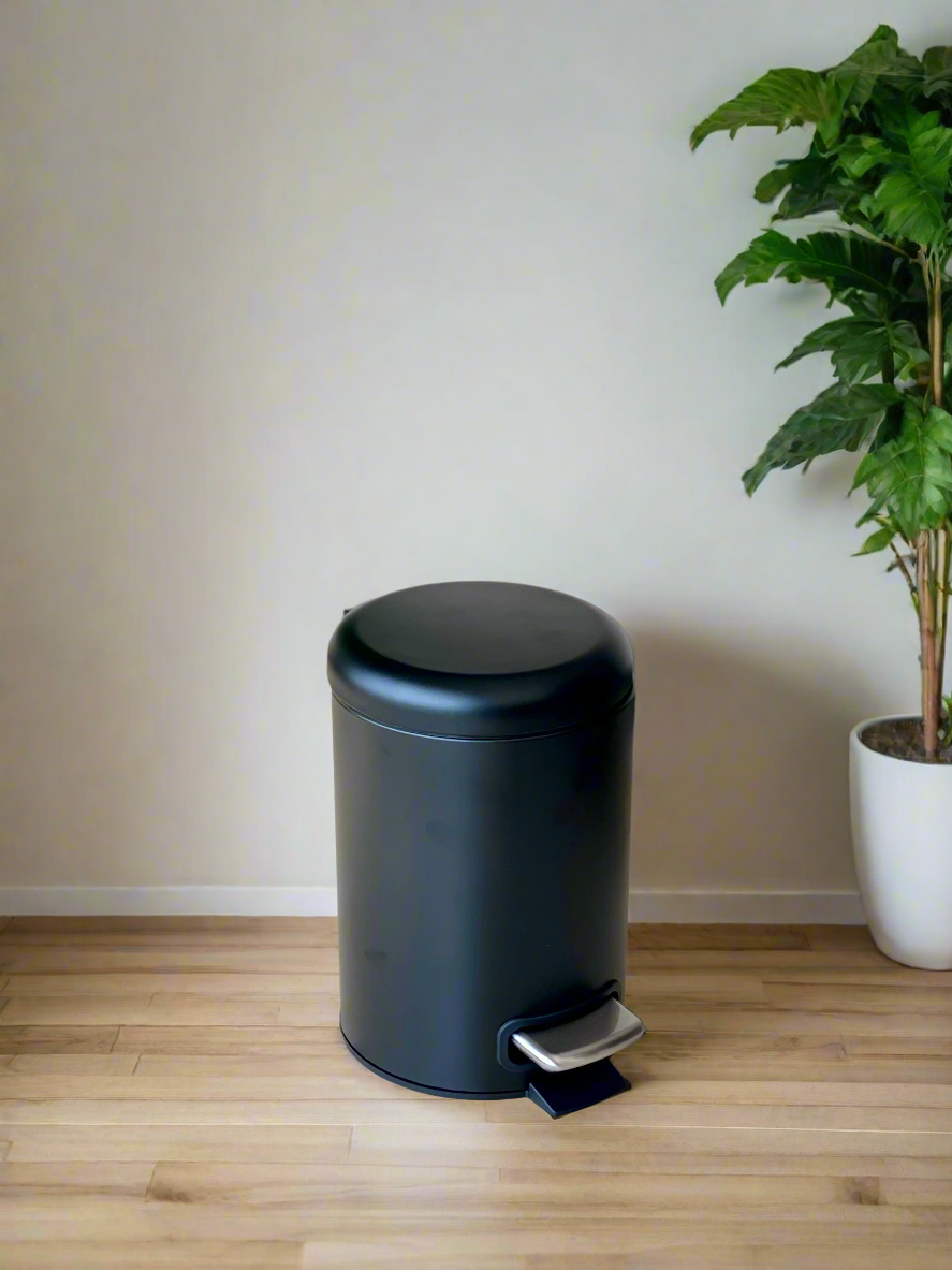 Carbon Black Metallic Dustbin (3L)