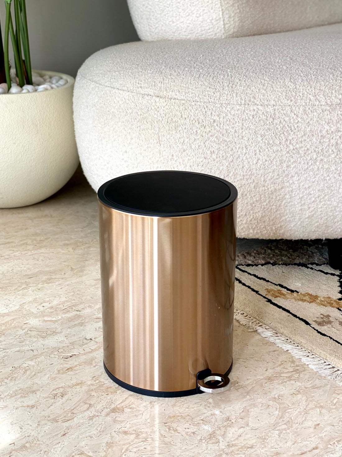 Trev Metallic Dustbin - Rosegold (6L)