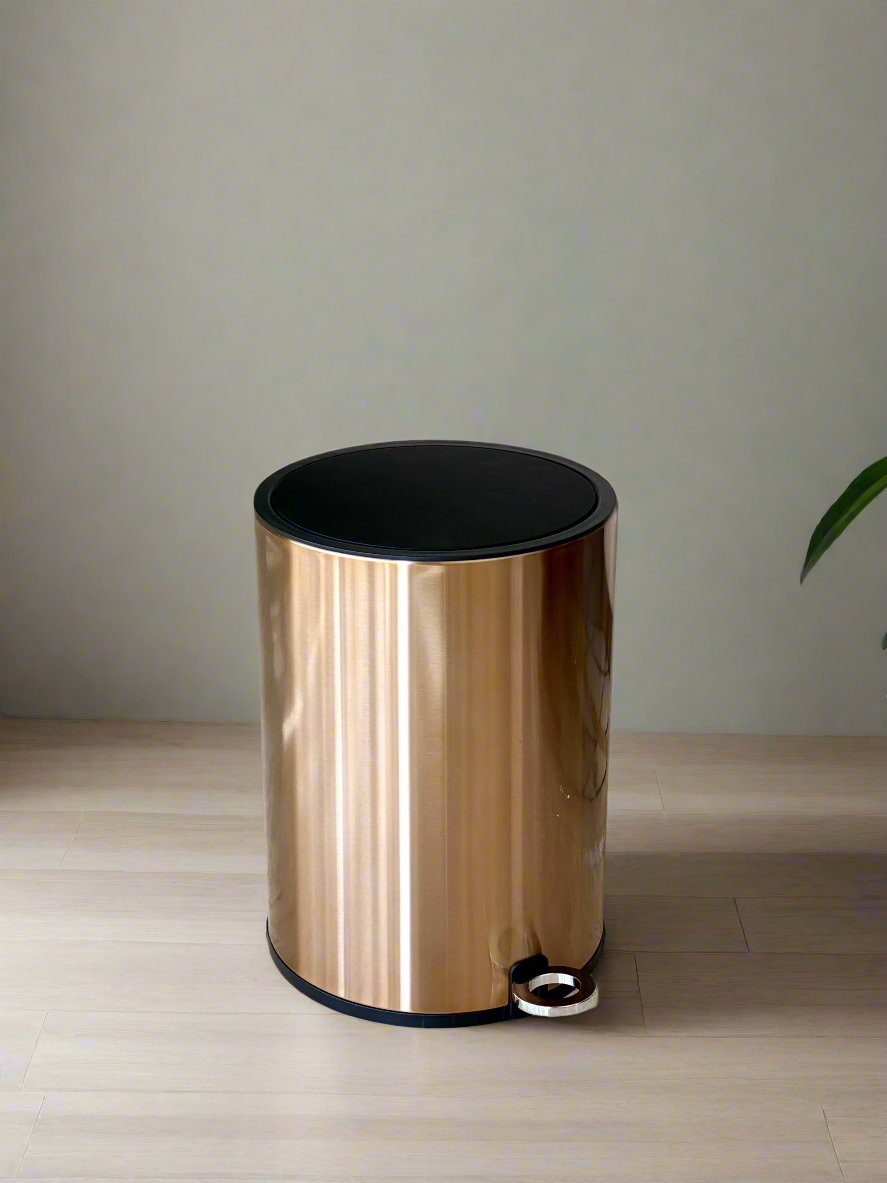 Trev Metallic Dustbin - Rosegold (6L)