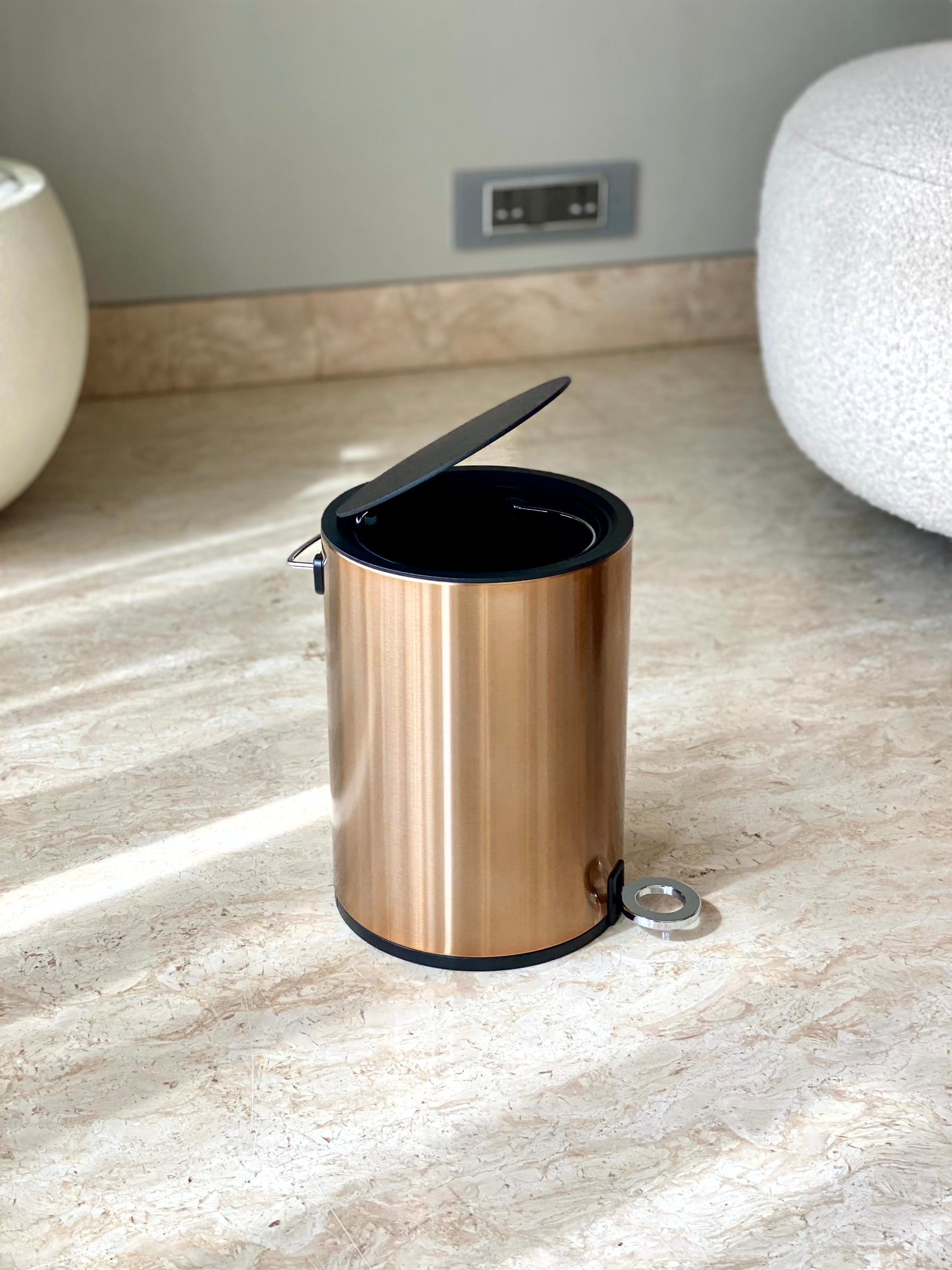 Trev Metallic Dustbin - Rosegold (3L)