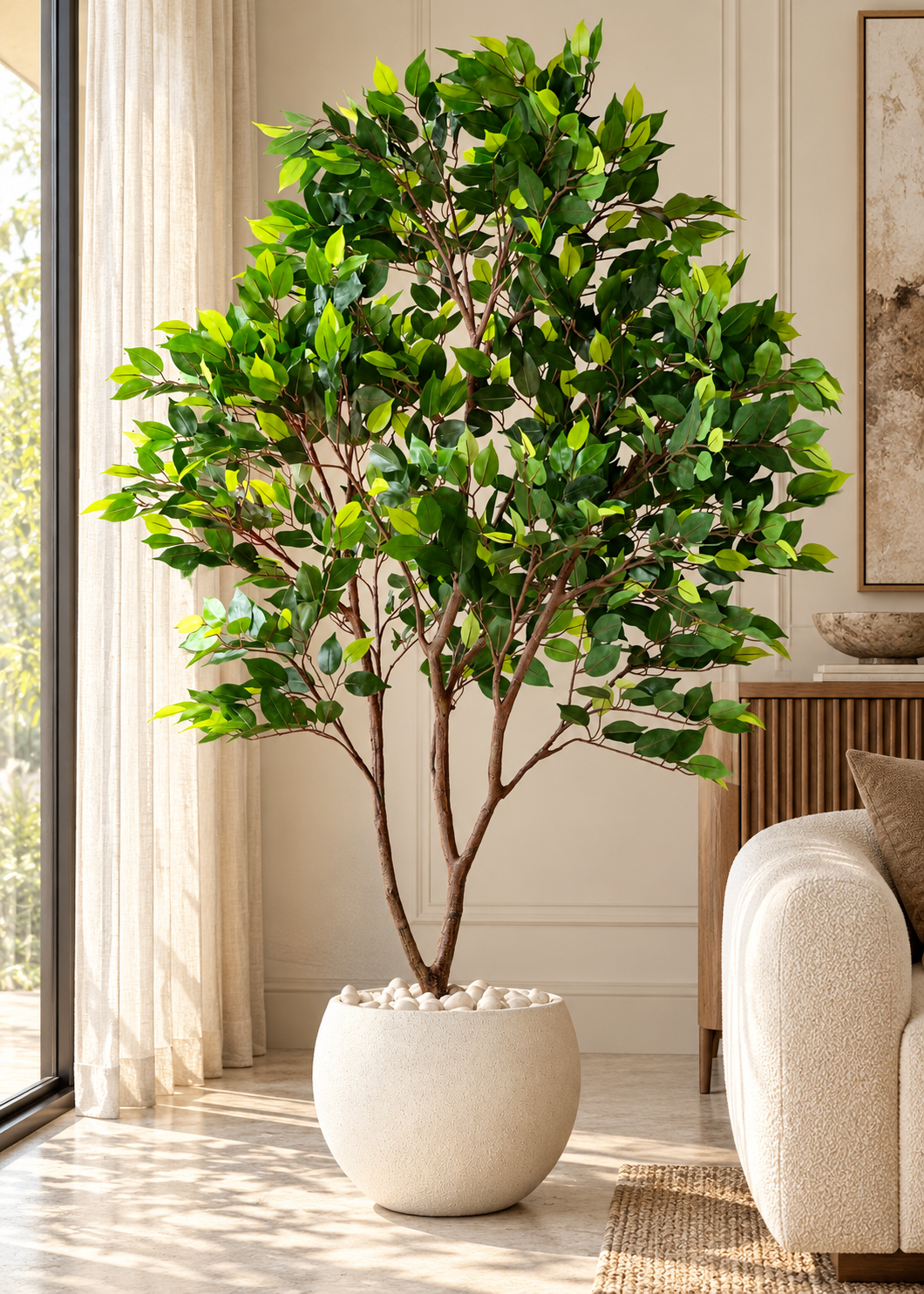 Artificial Weeping Fig Trio Plant  - 6.5 Feet