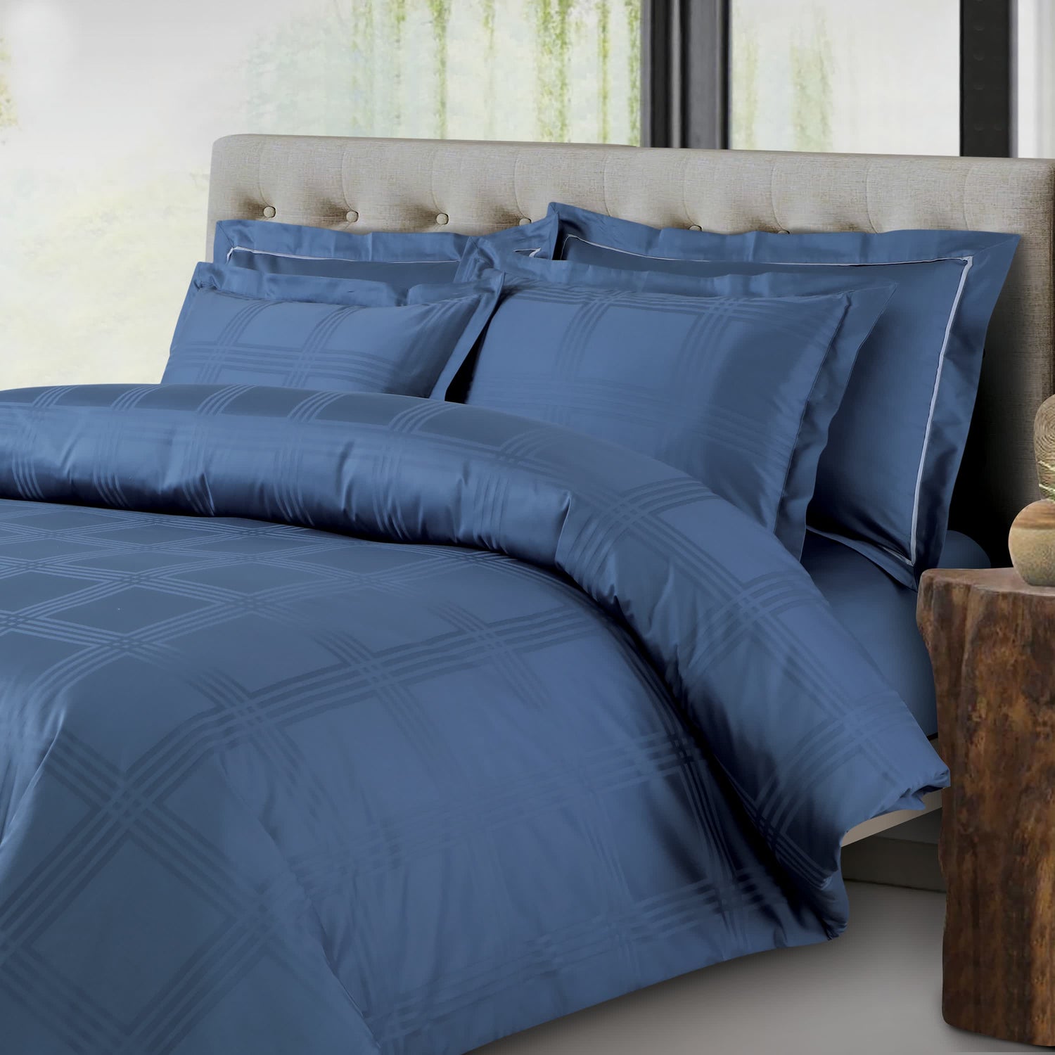 Amalfi Jacquard Bedsheet - Legion Blue